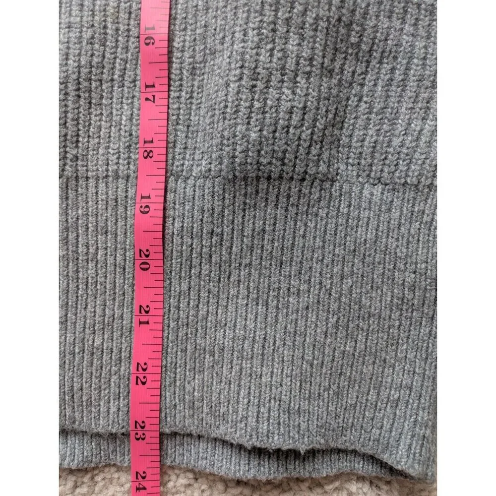 Ann Taylor LOFT Gray Soft Knitted Cropped Fair Isle Polo Sweater Sz M